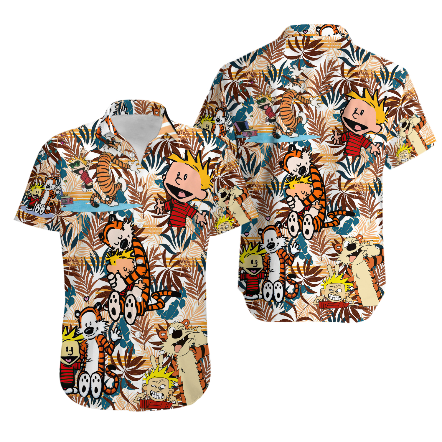 Calvin And Hobbes Summer Hawaiian Shirt/ Cartoon Summer Hawaiian Shirt