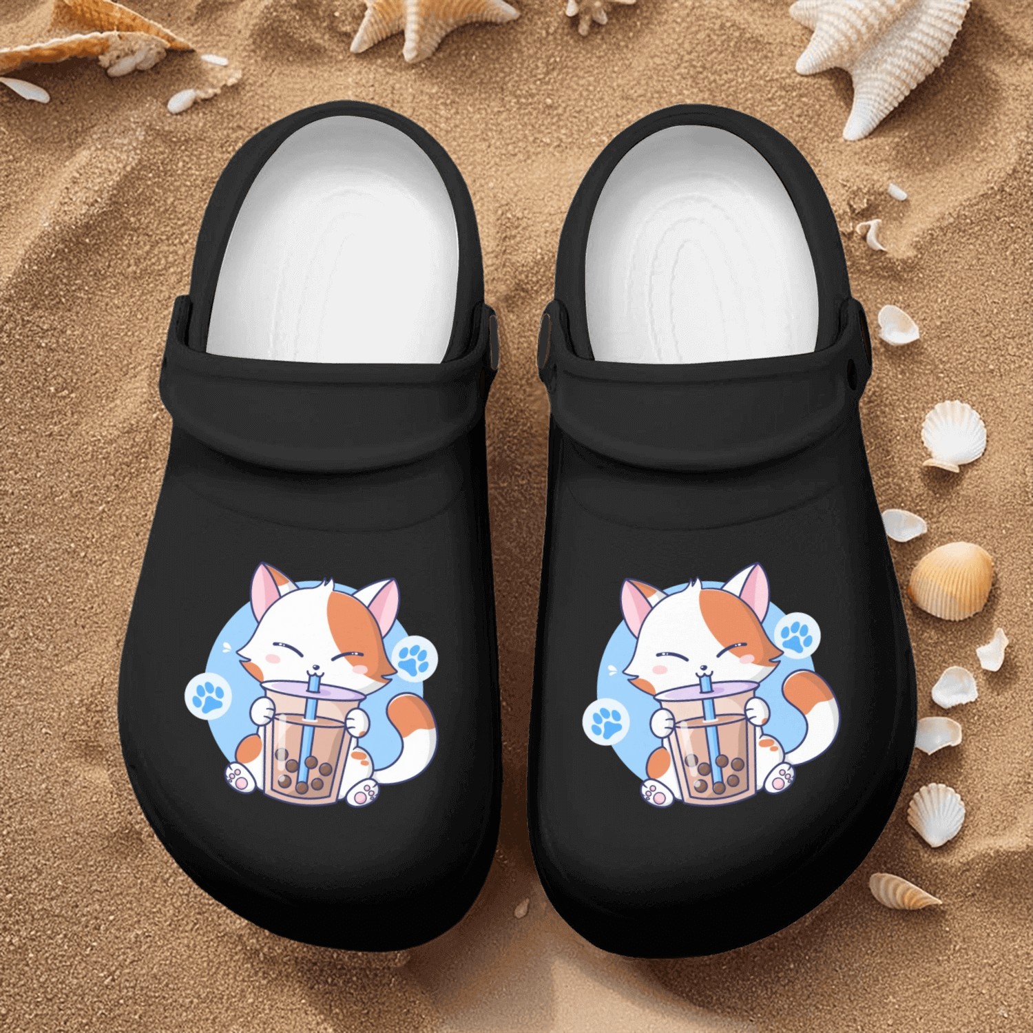 Cat Boba Tea Bubble Tea Kawaii Anime Japanese Neko Nurse Clogs