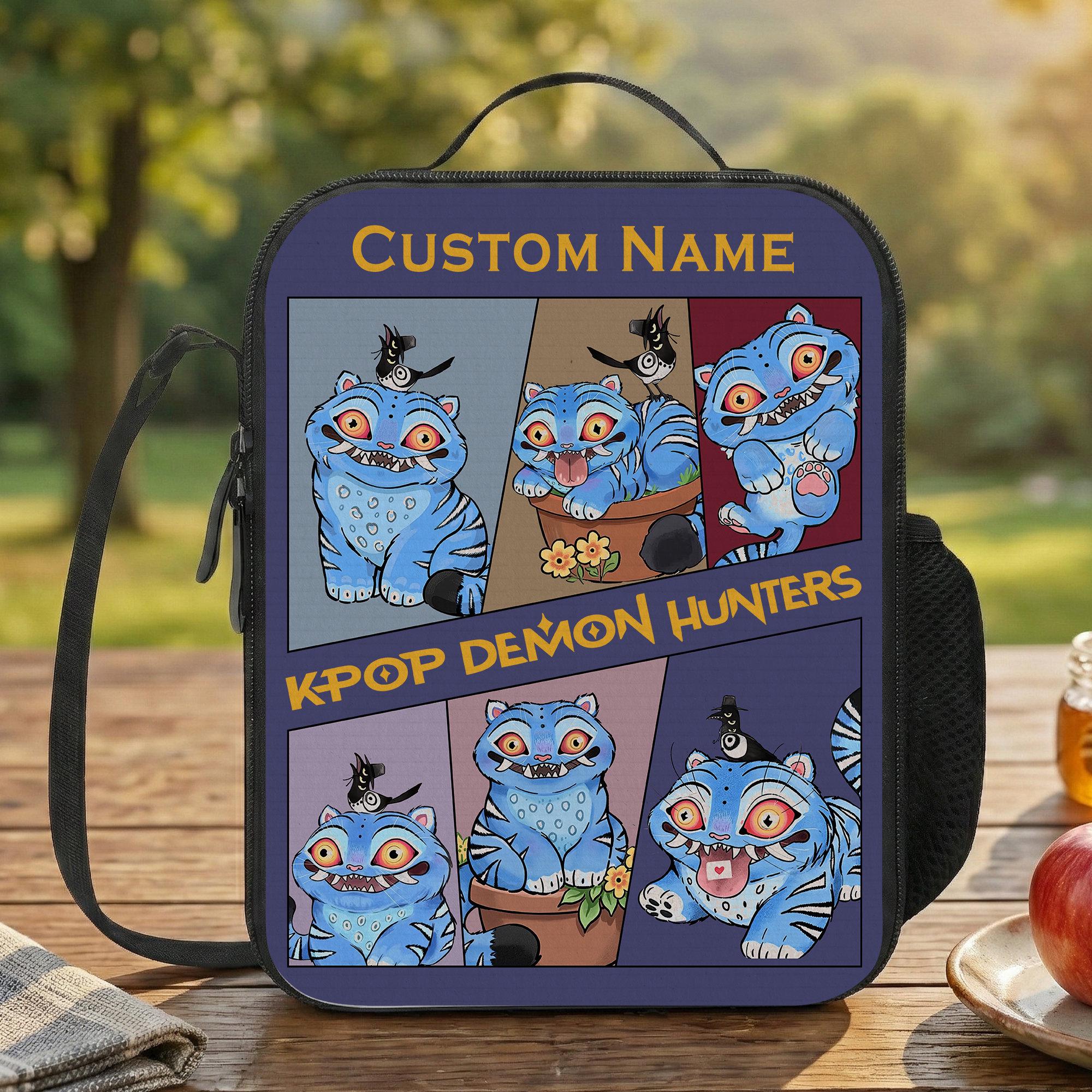 Custom Derpy Tiger Lunch Bag, Personalized Kpop Demon Hunters Lunch Box for School or Work, Picnic Lunch Bag