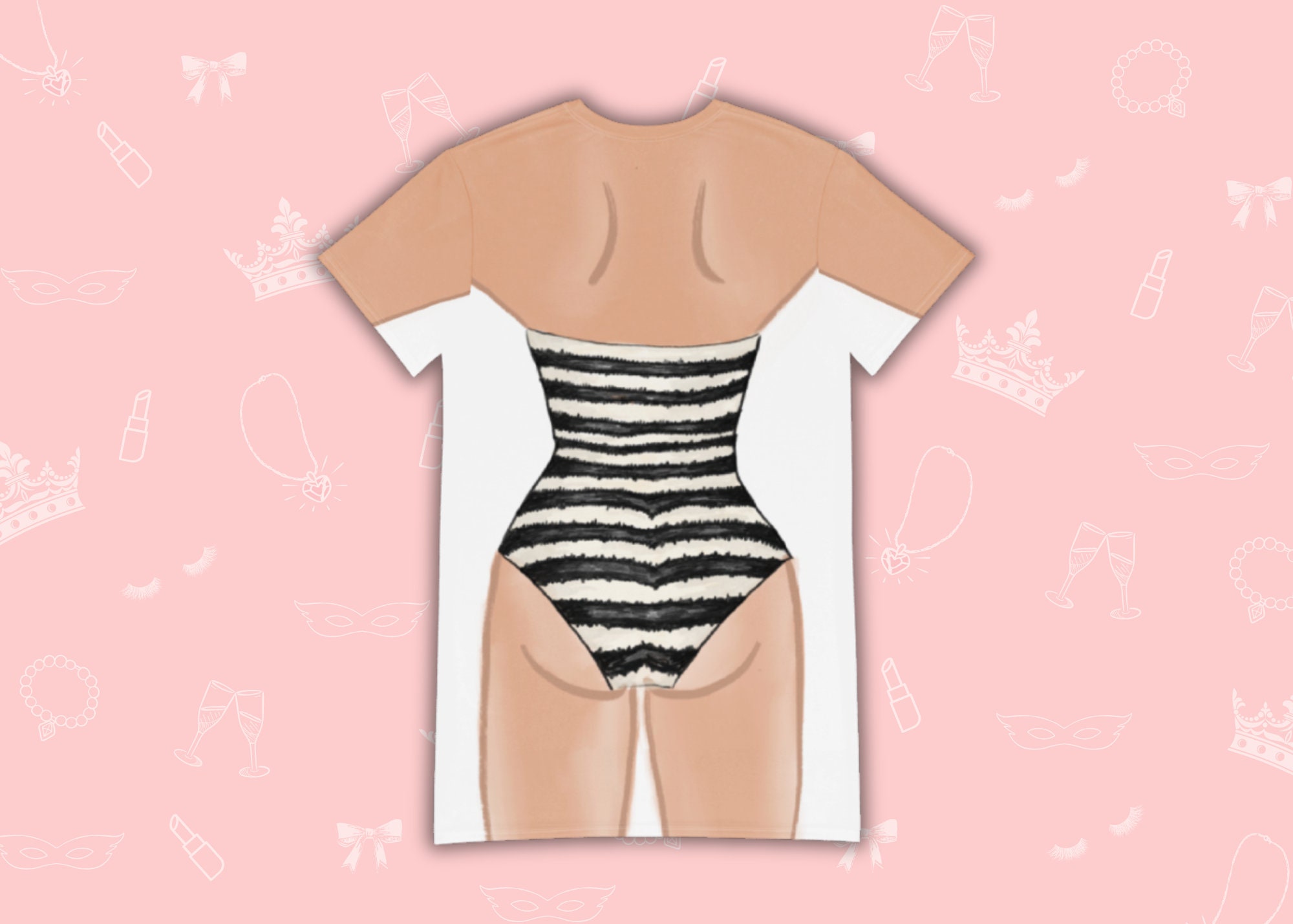 Retro Swimsuit T-Shirt Dress | Easy Costume, Fun Loungewear, Unique Gift