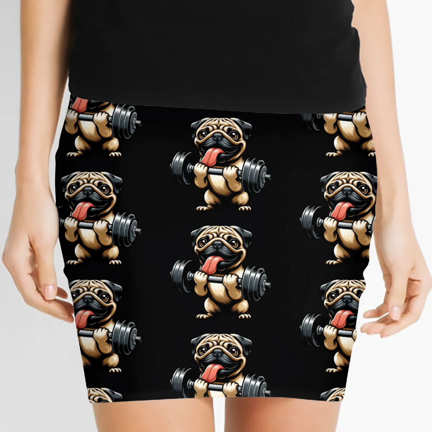 Pug Workout: Fun Dumbbell Training Women's Mini Skirts