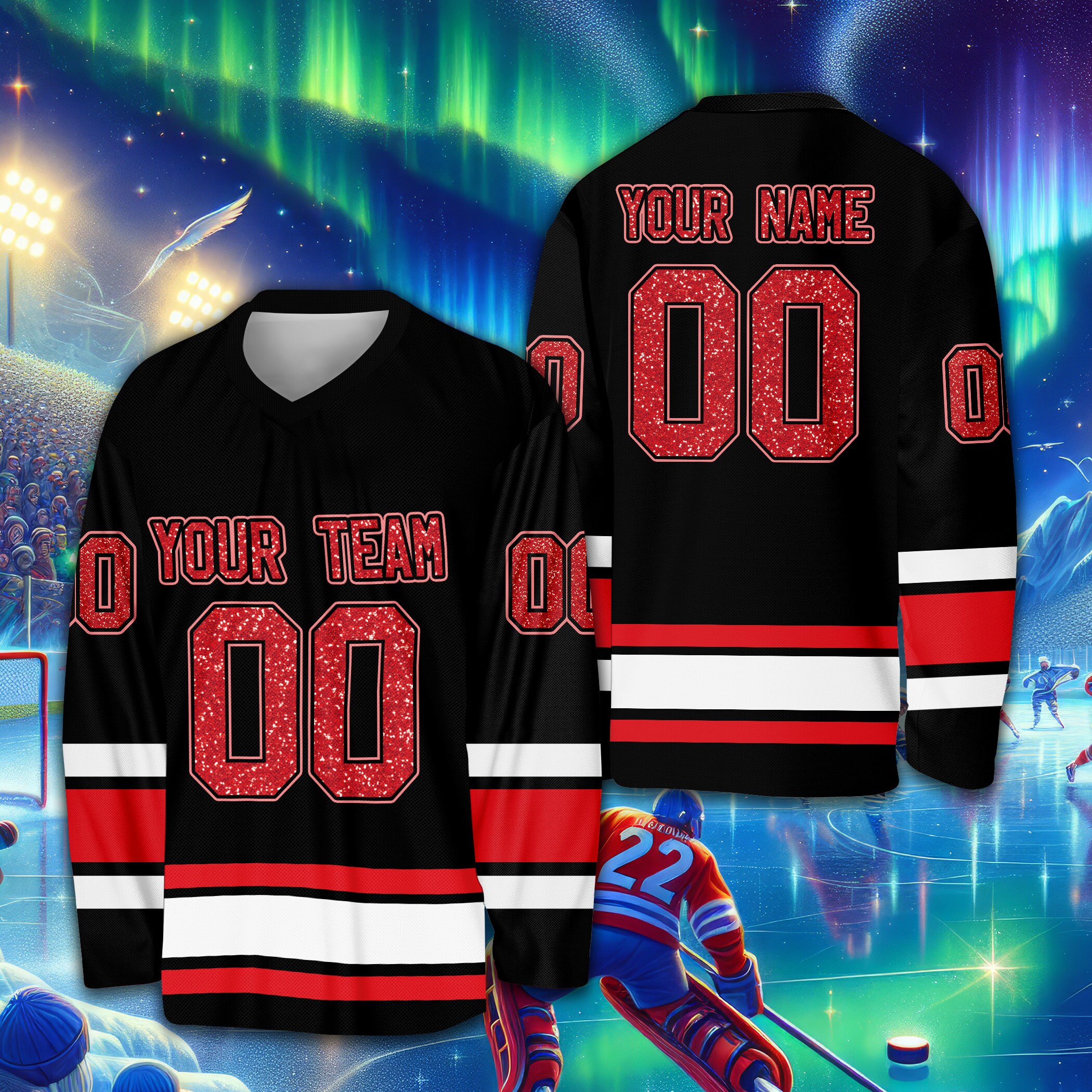Custom Fraud Glitter Ice Hockey Jersey, Personalized Hockey Shirt, Hockey Team Jersey, Game Day Outfit For Hockey, Fan Hockey Lover Family