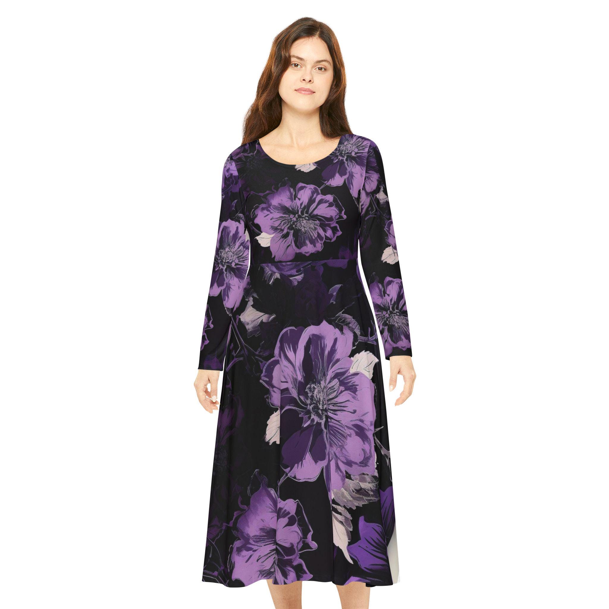 Vintage Floral Women's Long Sleeve Dress for Dancing