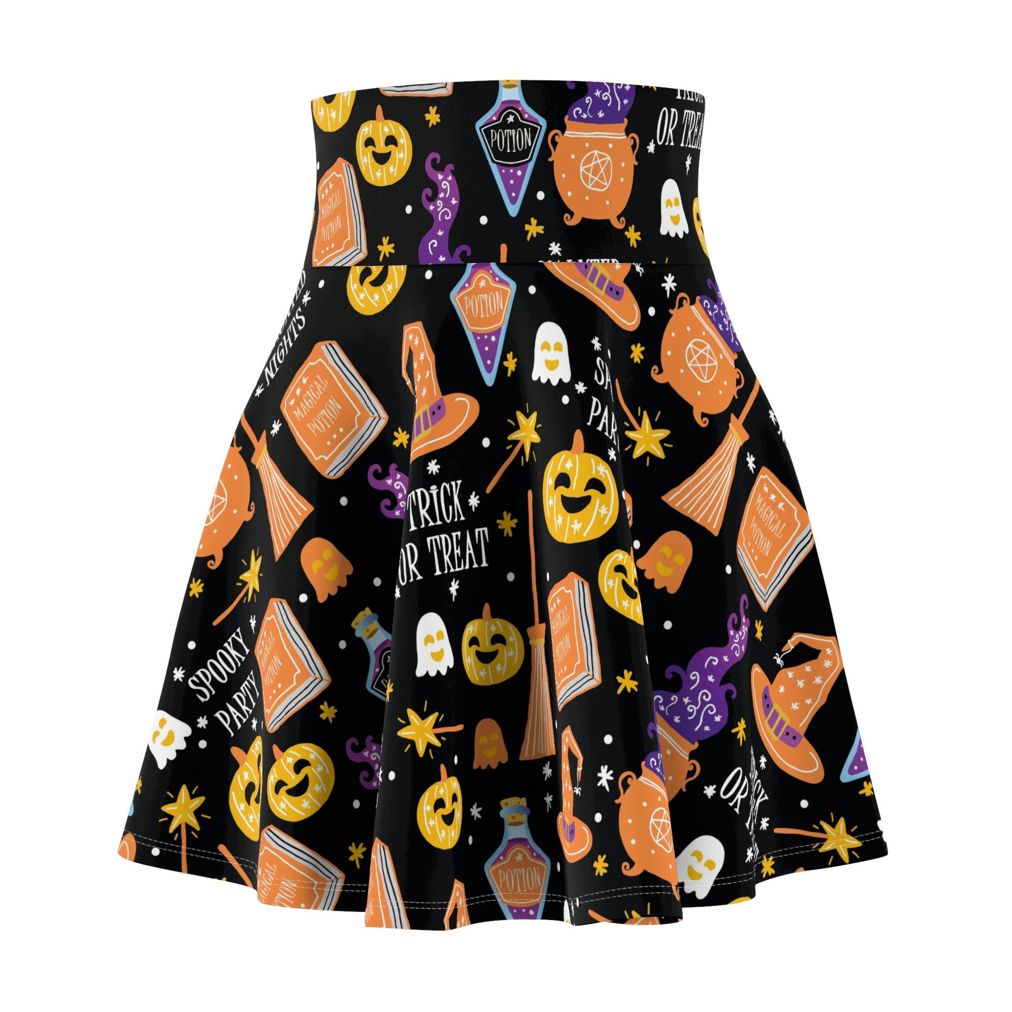 Halloween on Black Women's Skater Skirt