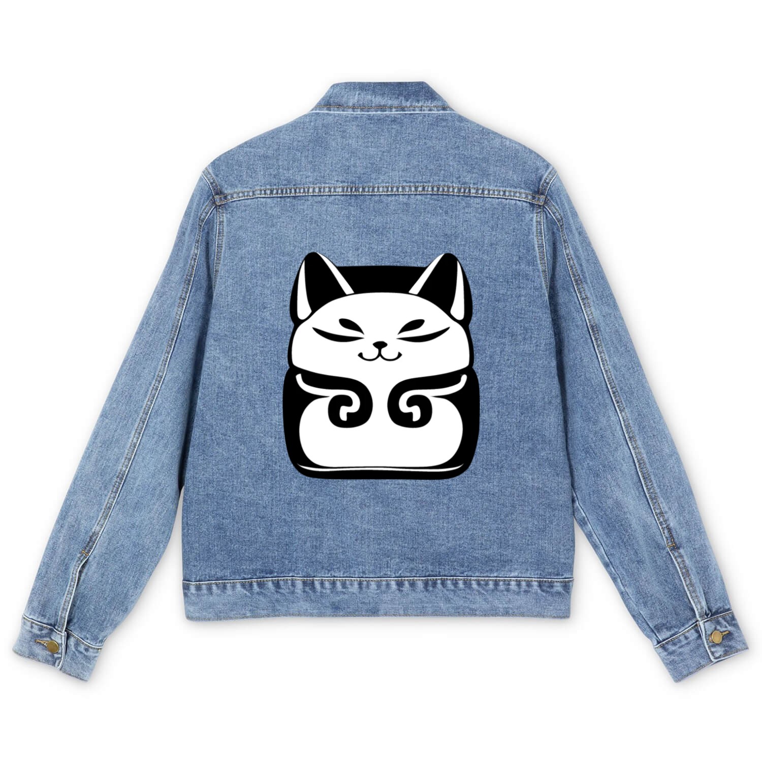 Maneki Neko Japanese Symbol of Good Luck Men's Denim Jackets