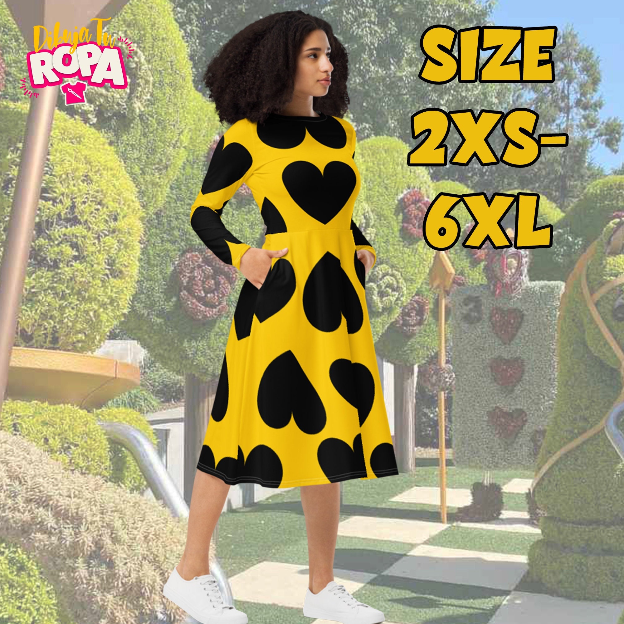 Long sleeve Midi Dress Queen of Noir Hearts