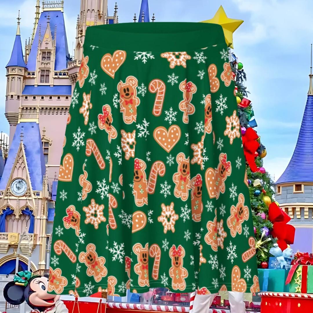 2025 Christmas Skirt, Gingerbread Skirt, Women's Skater Skirt, Jollywood Holiday Dress