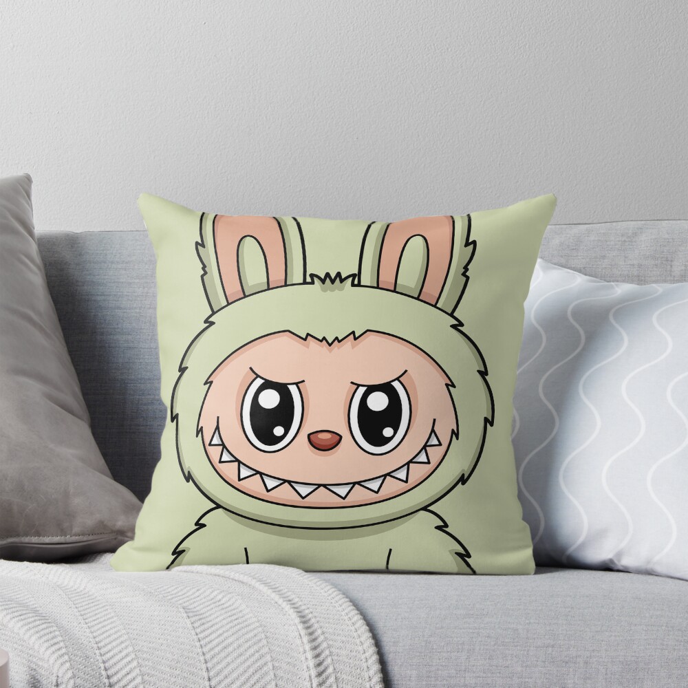 Labubu Green Grape Cute Character Pillow, Cute Labubu Pillows Gift, Gift for Fan