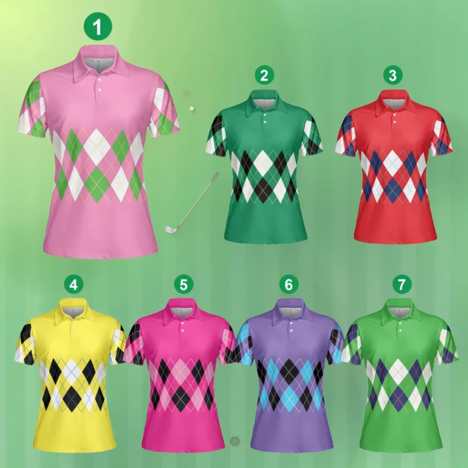 Polo Shirt for and Women, Classic Diamond Pattern Golf Shirt, Vintage Preppy Polo, Matching Golf Team Shirt