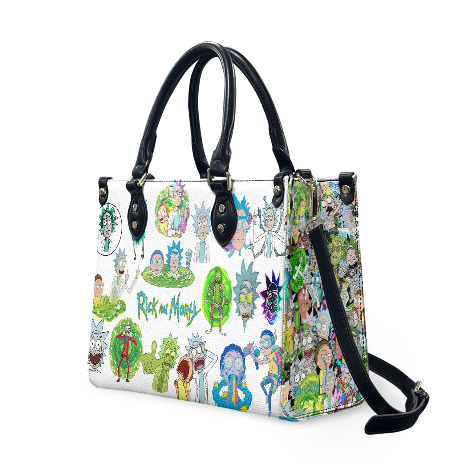 Rick And Rickandmorty Cartoon Leather Handbag, Rick And Rickandmorty Lovers Gift
