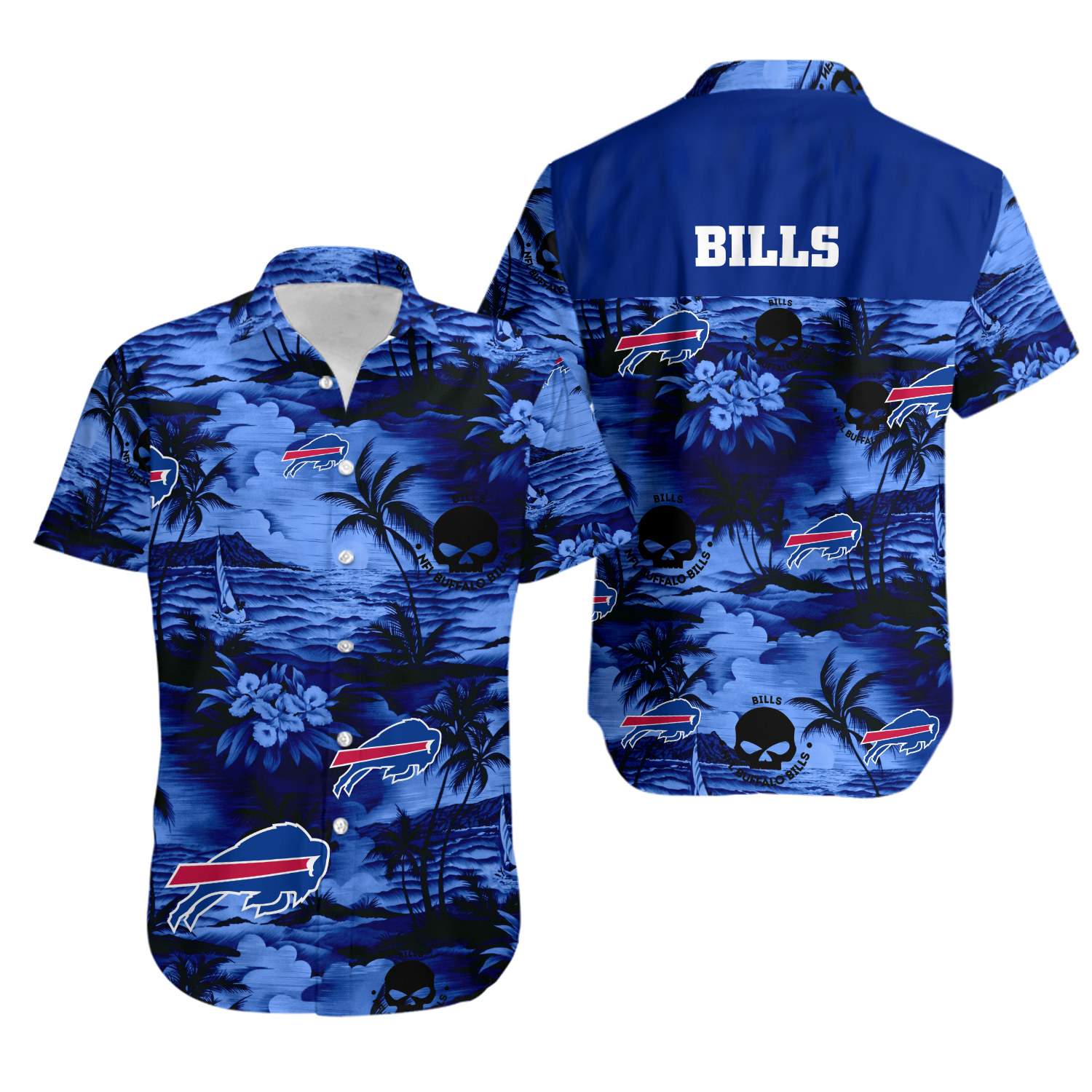 Buffalo Blue Sunset Aloha Hawaiian Shirt, Gift for Fan