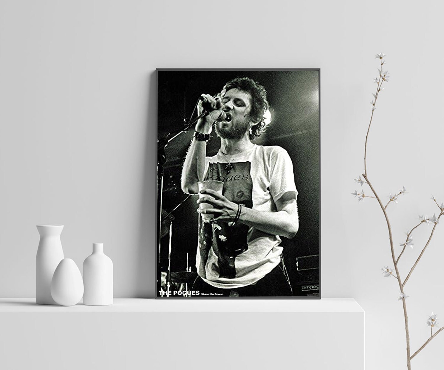Shane MacGowan Poster, Black and White Print Wall Art
