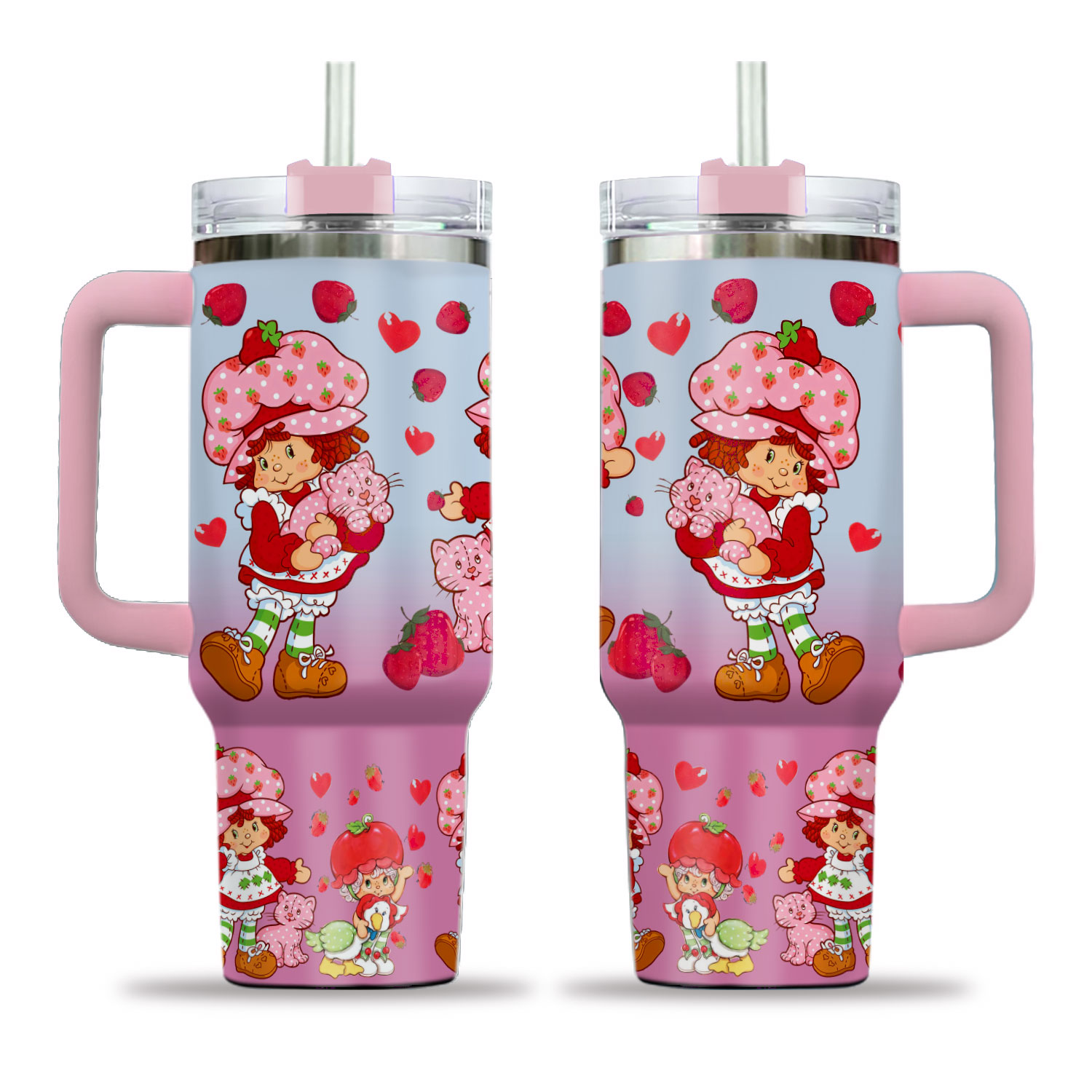 Strawberry Shortcake 40oz Tumbler with Handle - Pink Gradient