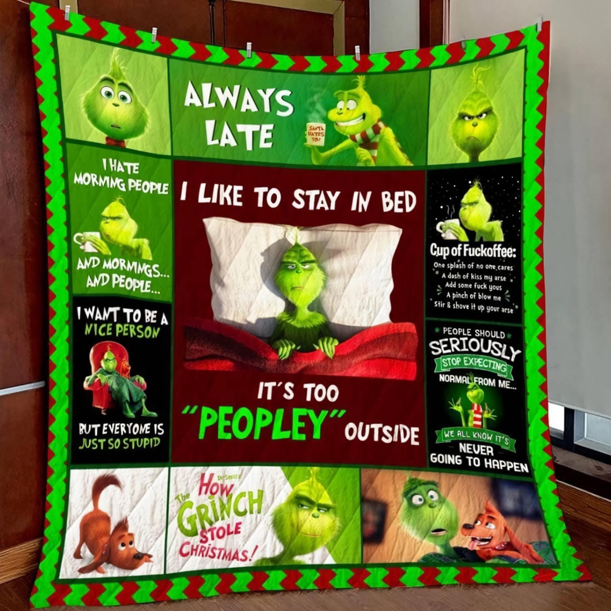Merry Grin Quilt Blanket, Funny funny character Christmas Cozy Quilt Blanket, Bedding blanket, Bedding Decor, Home Decor Gift.