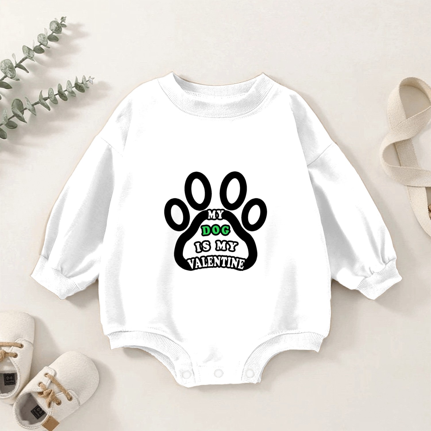 My dog is my valentine Baby Romper Sweatshirts
