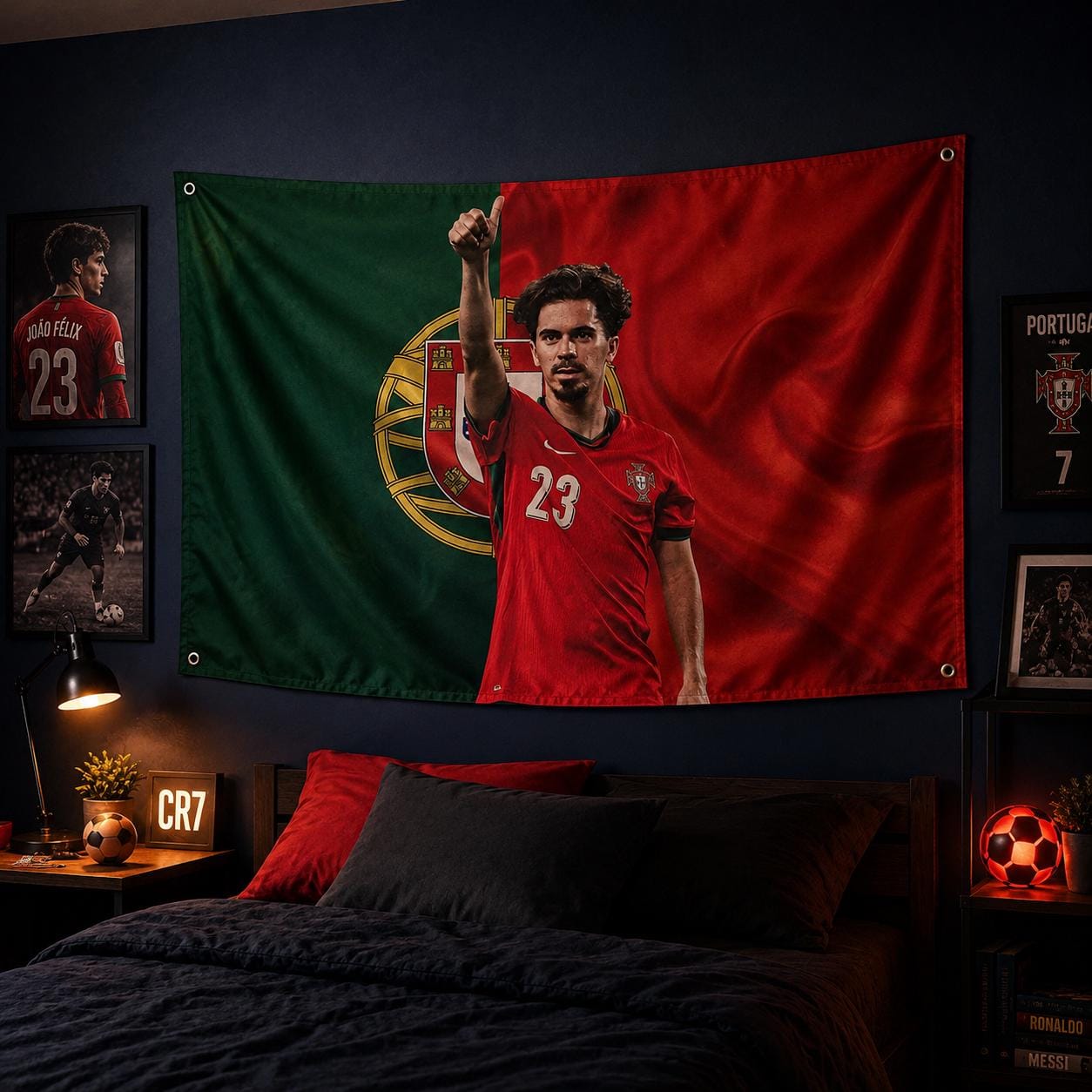 Vitinha Portugal Flag, Vitinha Wall Flag, Portugal Soccer Tapestry, Portugal Football Flag, Portugal Fan Room Decor