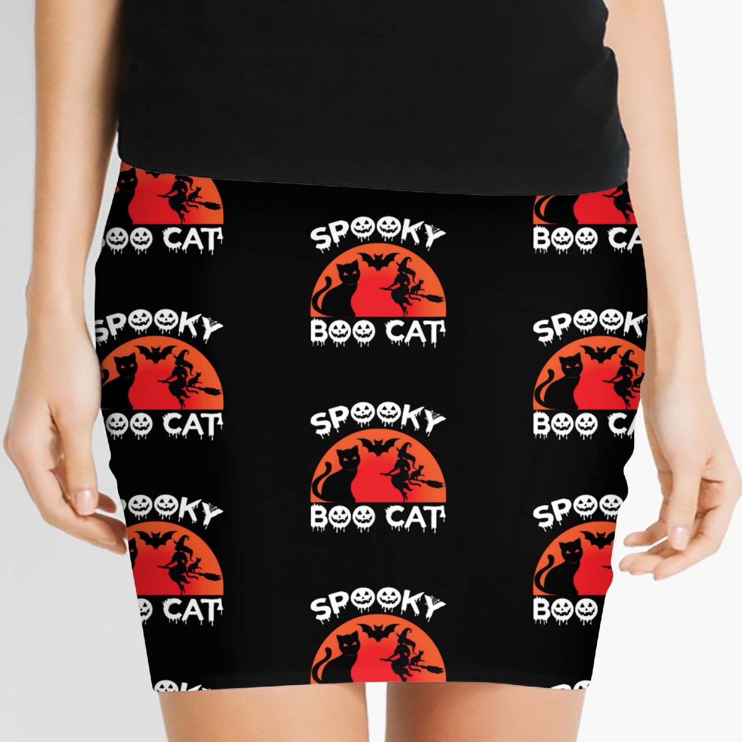 Spooky Boo Cat Women's Mini Skirts