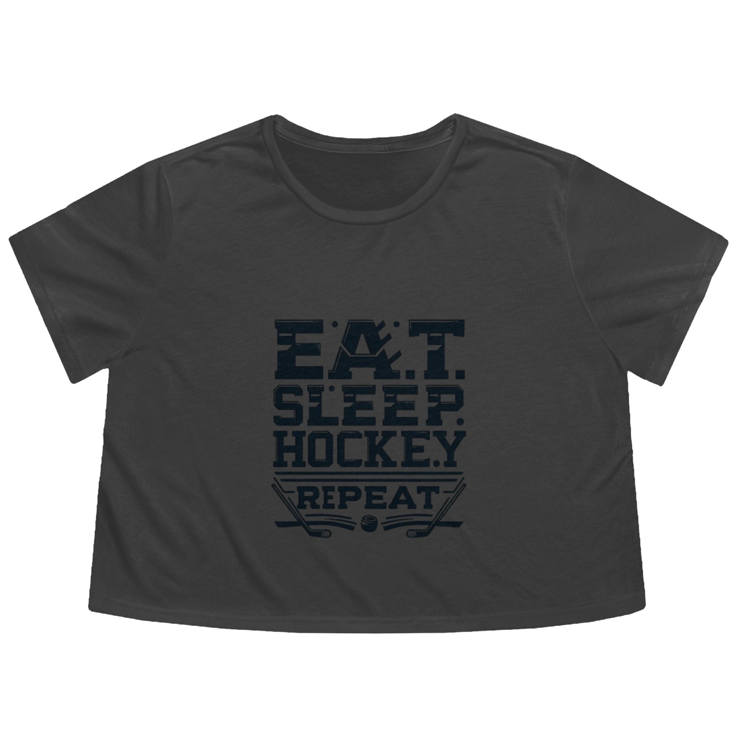 Eat sleep hockey repeat Flowy Cropped Tees