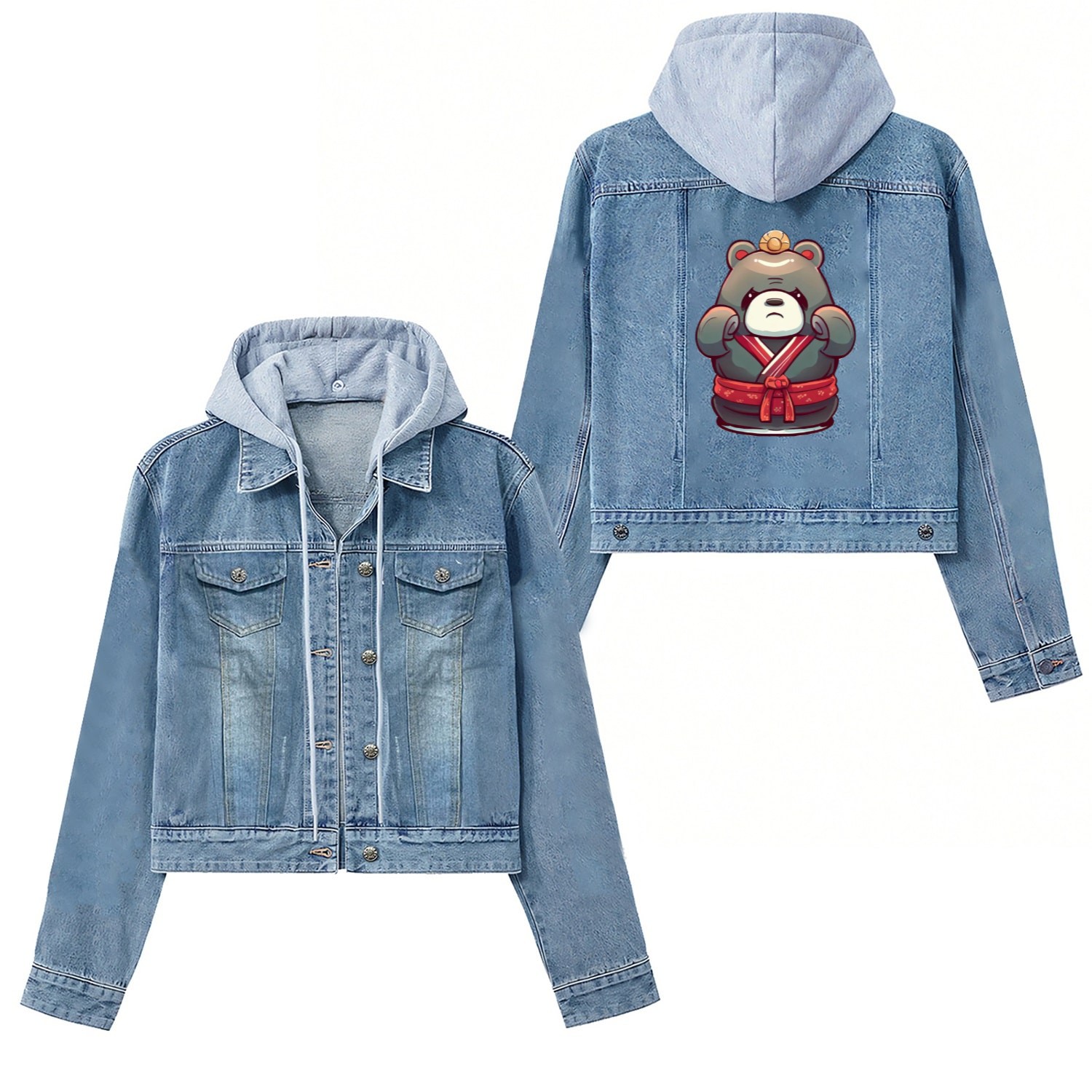 Sumo Bear Kumo Japanese Wrestling Yokozuna Wrestle Women's Denim Jackets