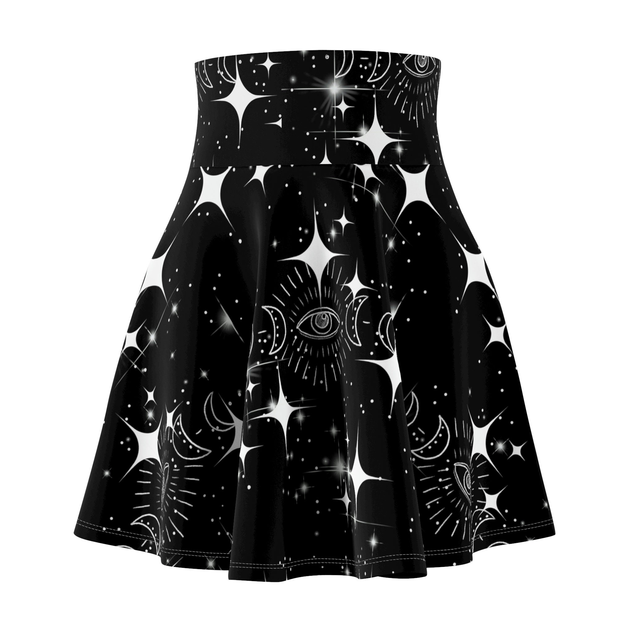 Cosmic star evil eye gothic black witch alternative Women's Skater Skirt