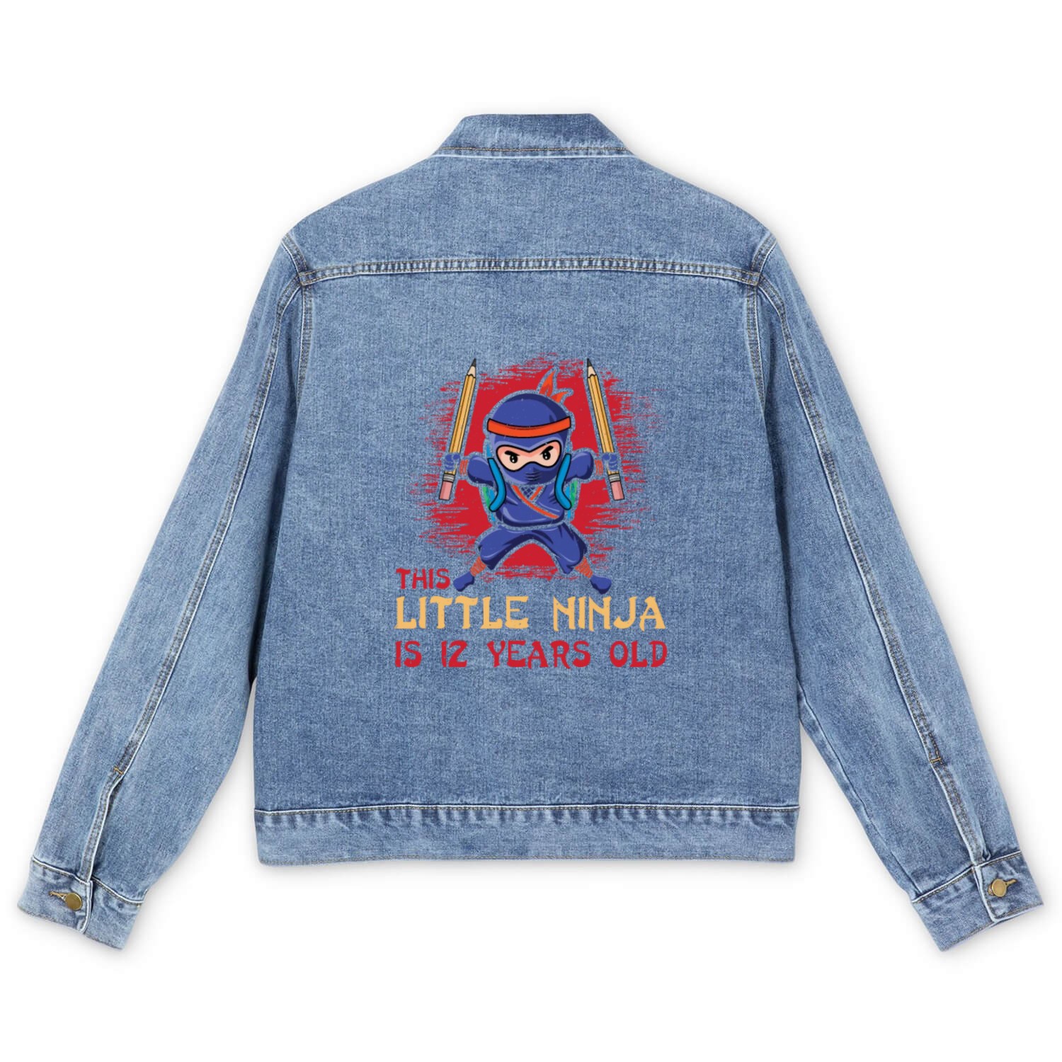Birth Born Age 12 Years Old Japan Japanese Ninja Men's Denim Jackets