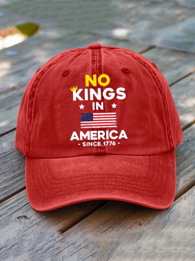 No Kings in America Patriotic Baseball Cap - 4th of July Adjustable US Flag Since 1776