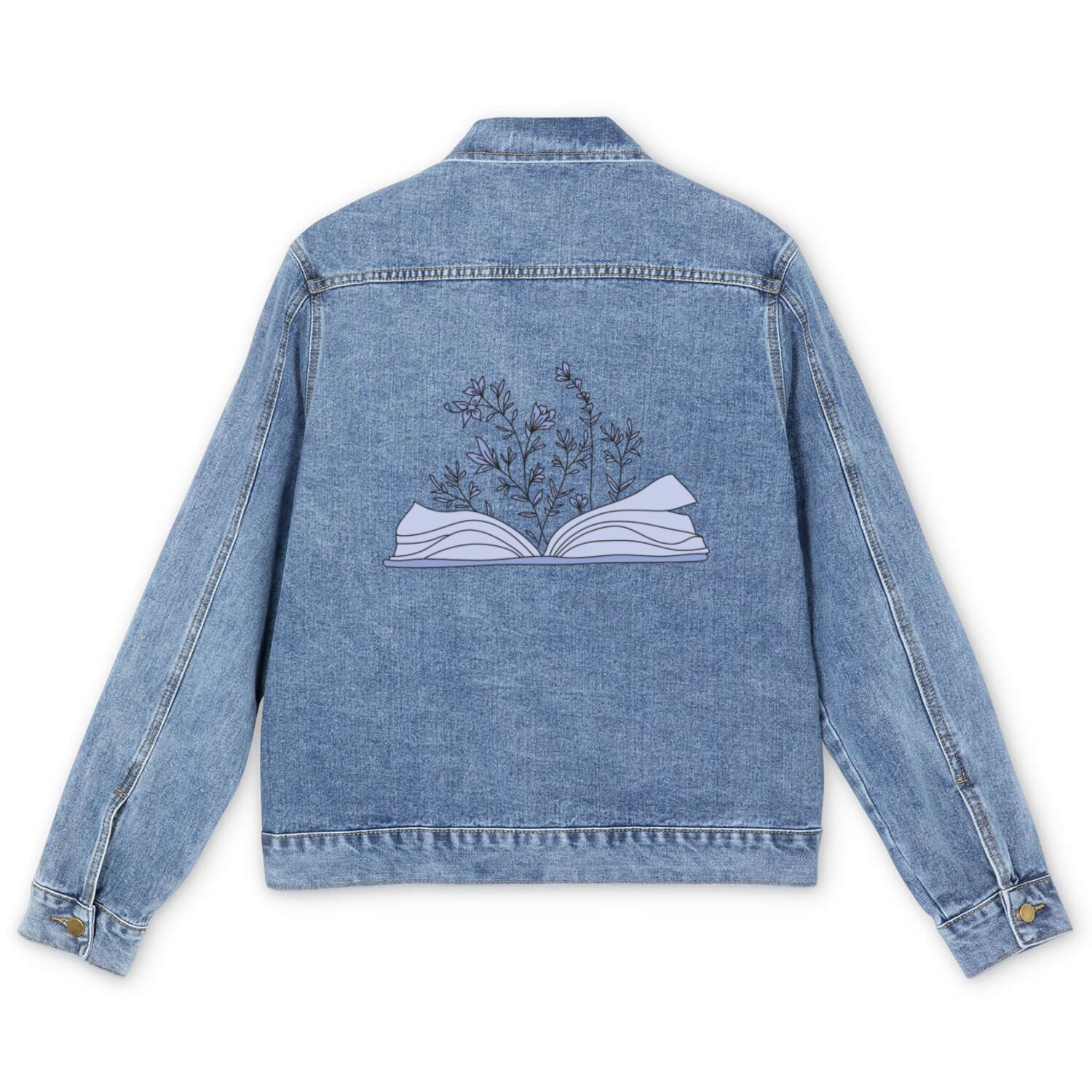 flowers growing from book Men's Denim Jackets