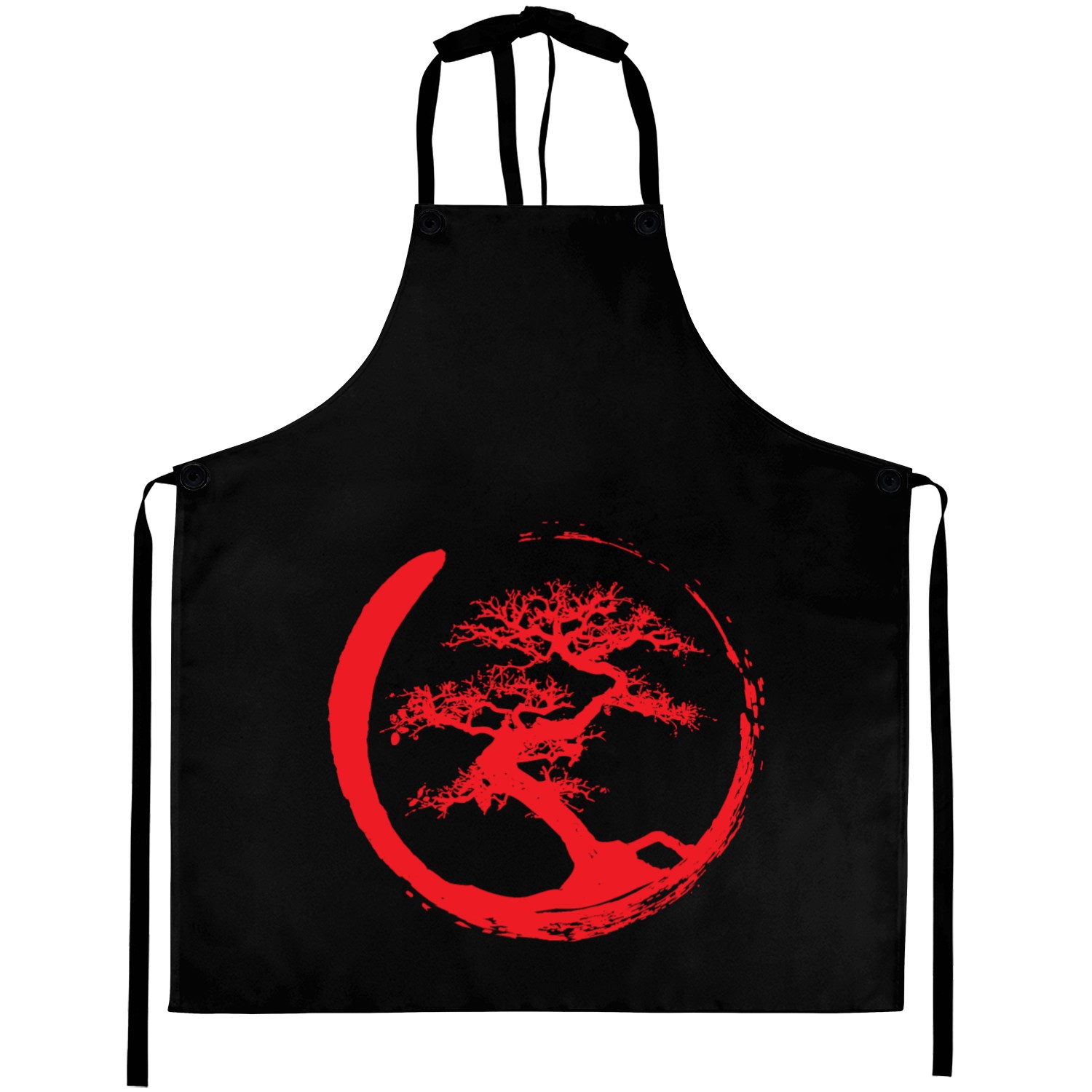Zen Bonsai Tree in Enso Circle (red) Aprons