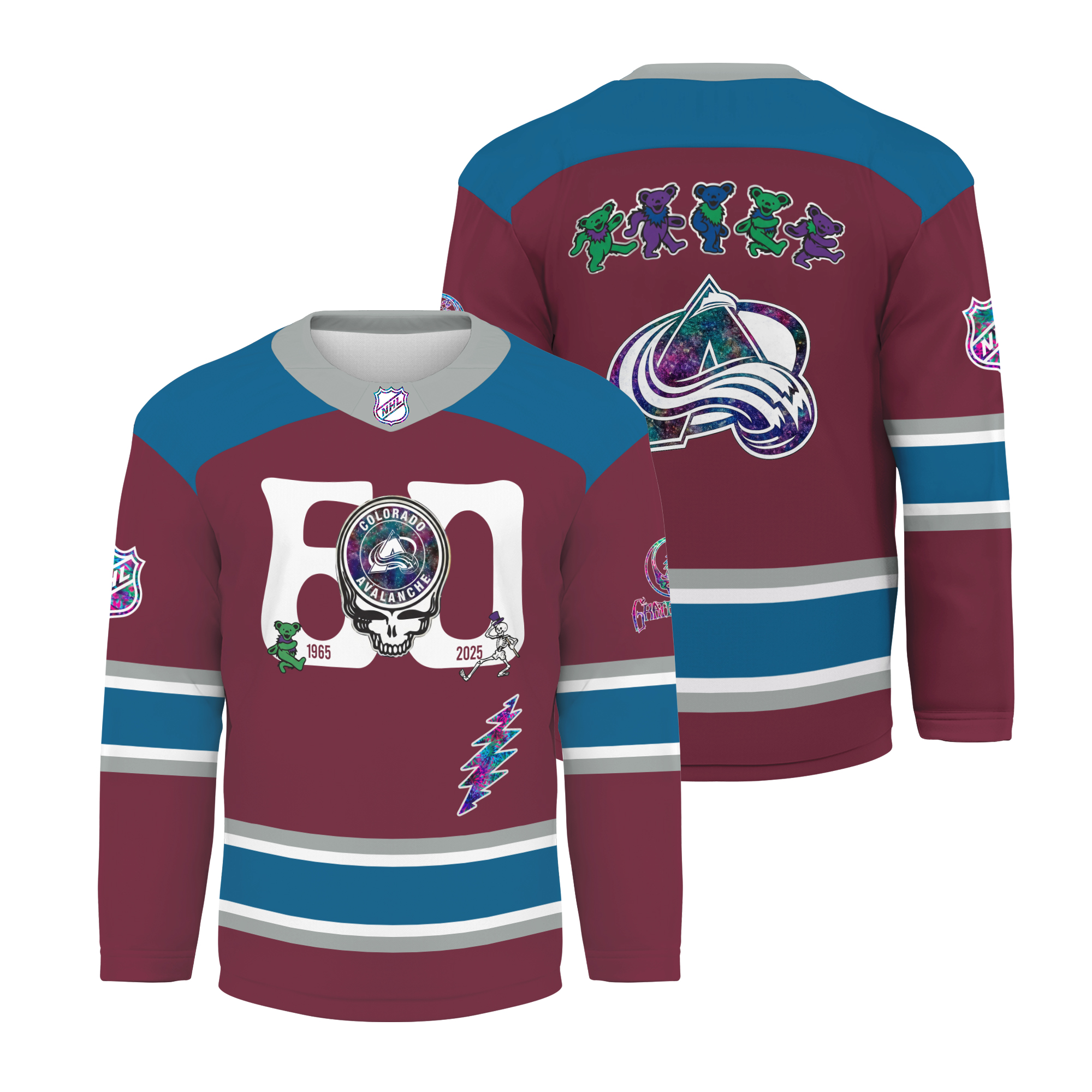 Colorado 1Avalanche X Grateful Dad 60 Years Hockey Jersey, Gift For Fans