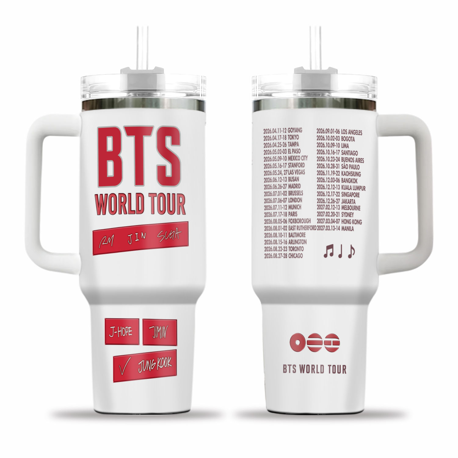 BTS Concert 2026 40oz Tumbler, BTS World Tour Tumbler Cup, Bangtan Comeback Cup, Rm Jin Jungkook Suga Jimin V Fan