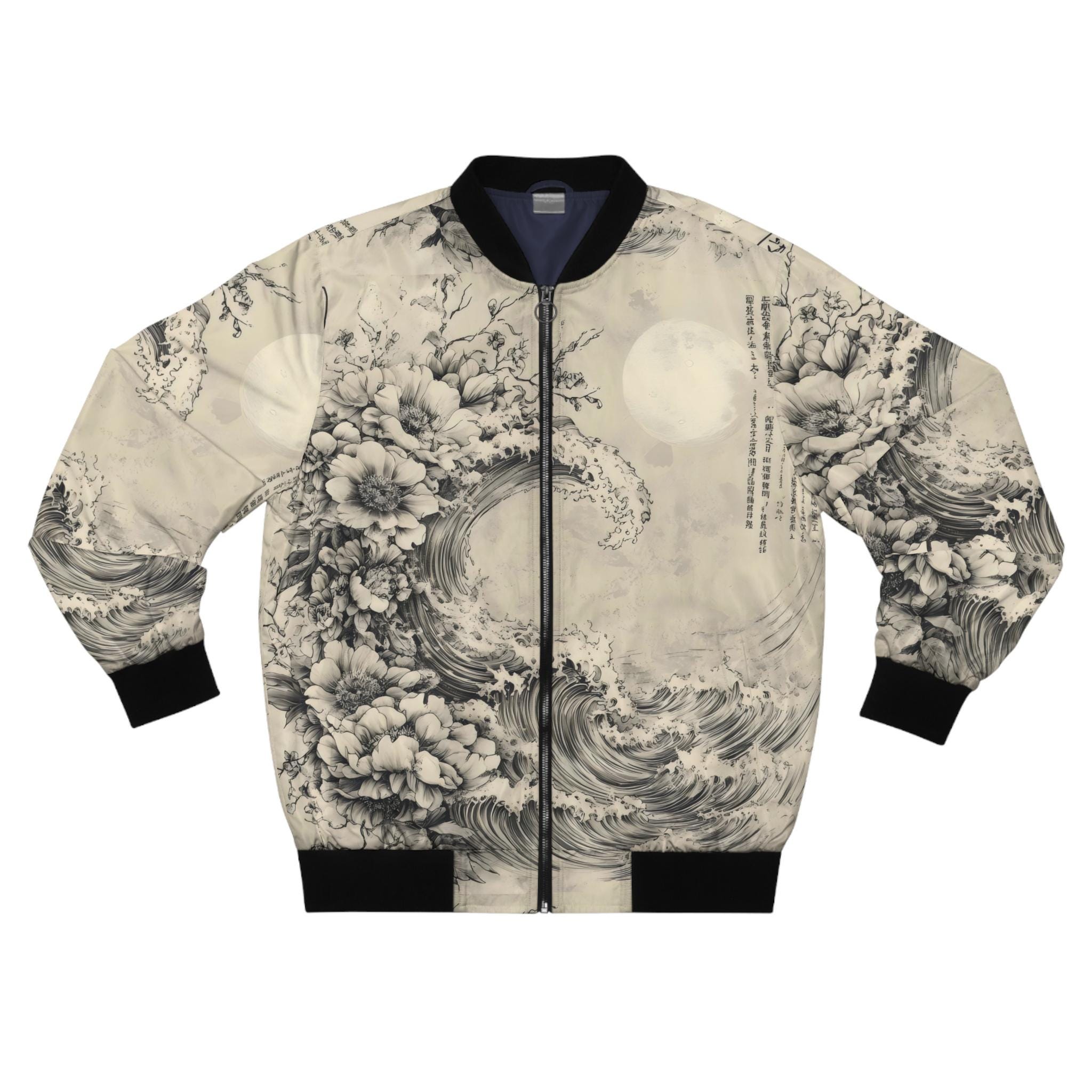 Retro Japanese Anime Bomber Men's Jacket ,Men's AOP Bomber Jacket,Japanese Streetwear Bomber Jacket