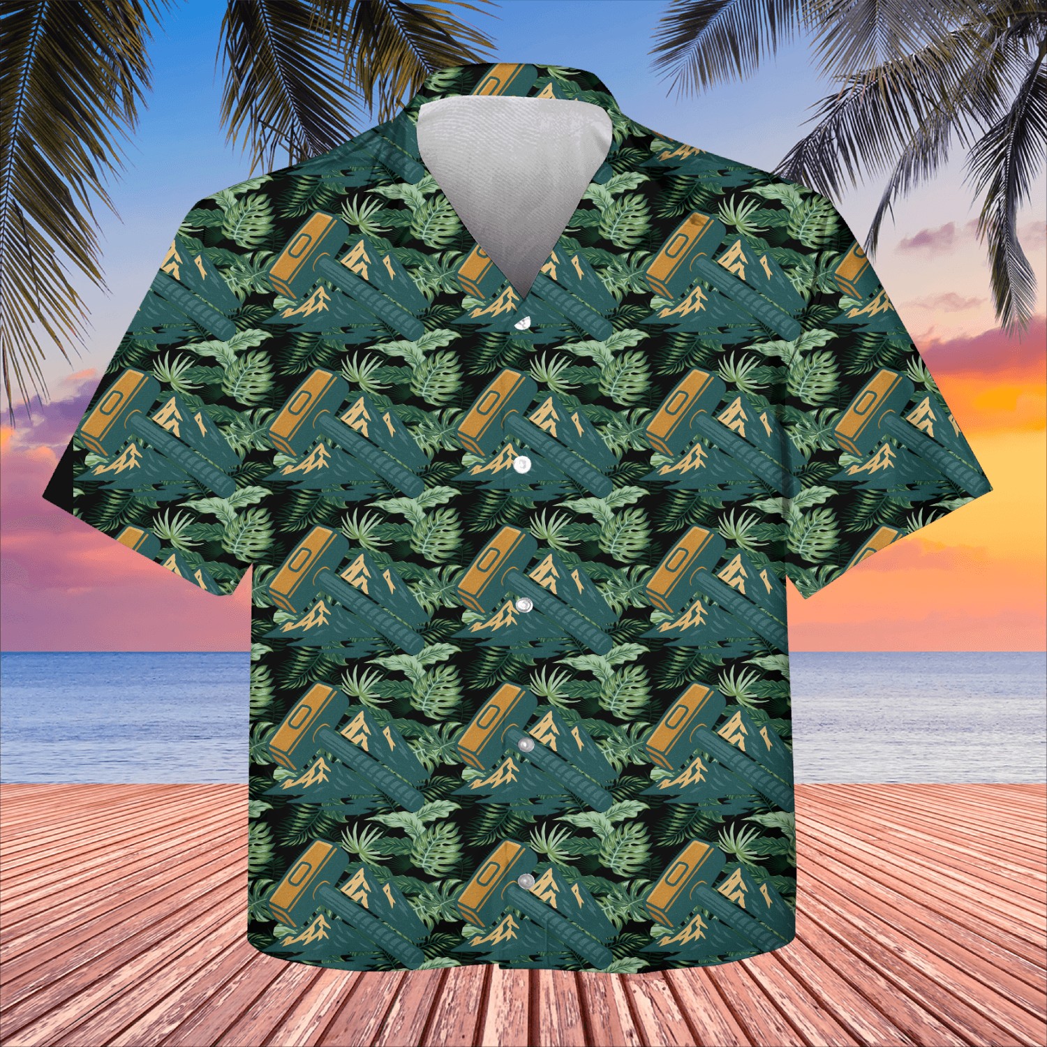 Mountain Climber Hammer Illustration Kids Hawaiians