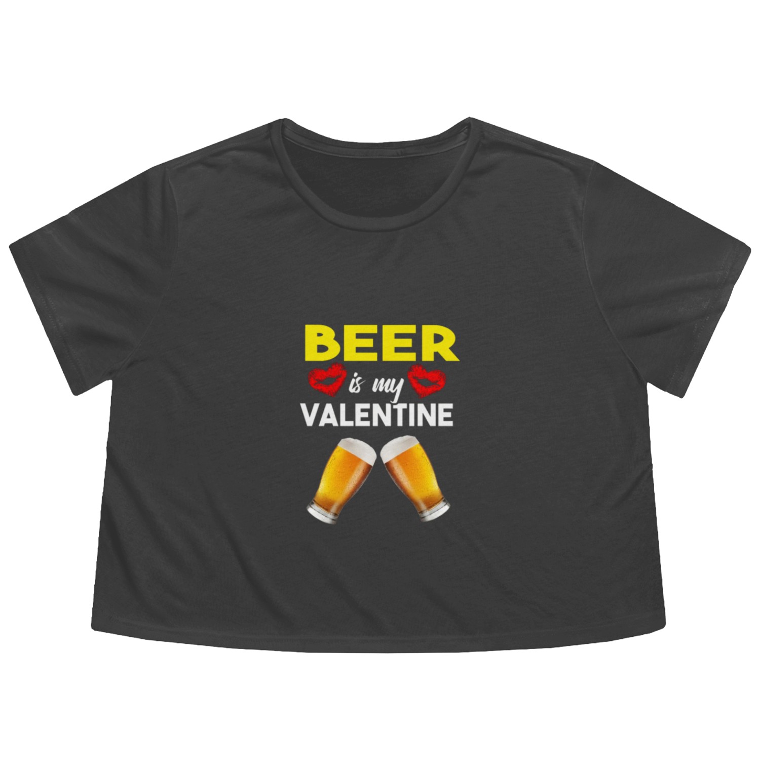 beer Is My valentines Flowy Cropped Tees