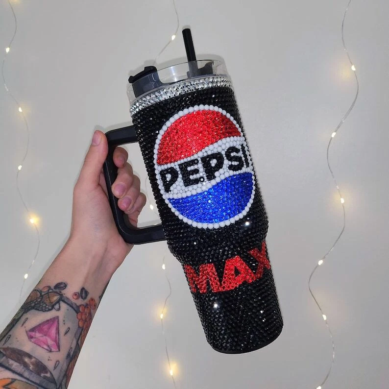 Personalized Pepsi Bling Tumbler 40oz, Custom Soft Drink Tumbler 40oz