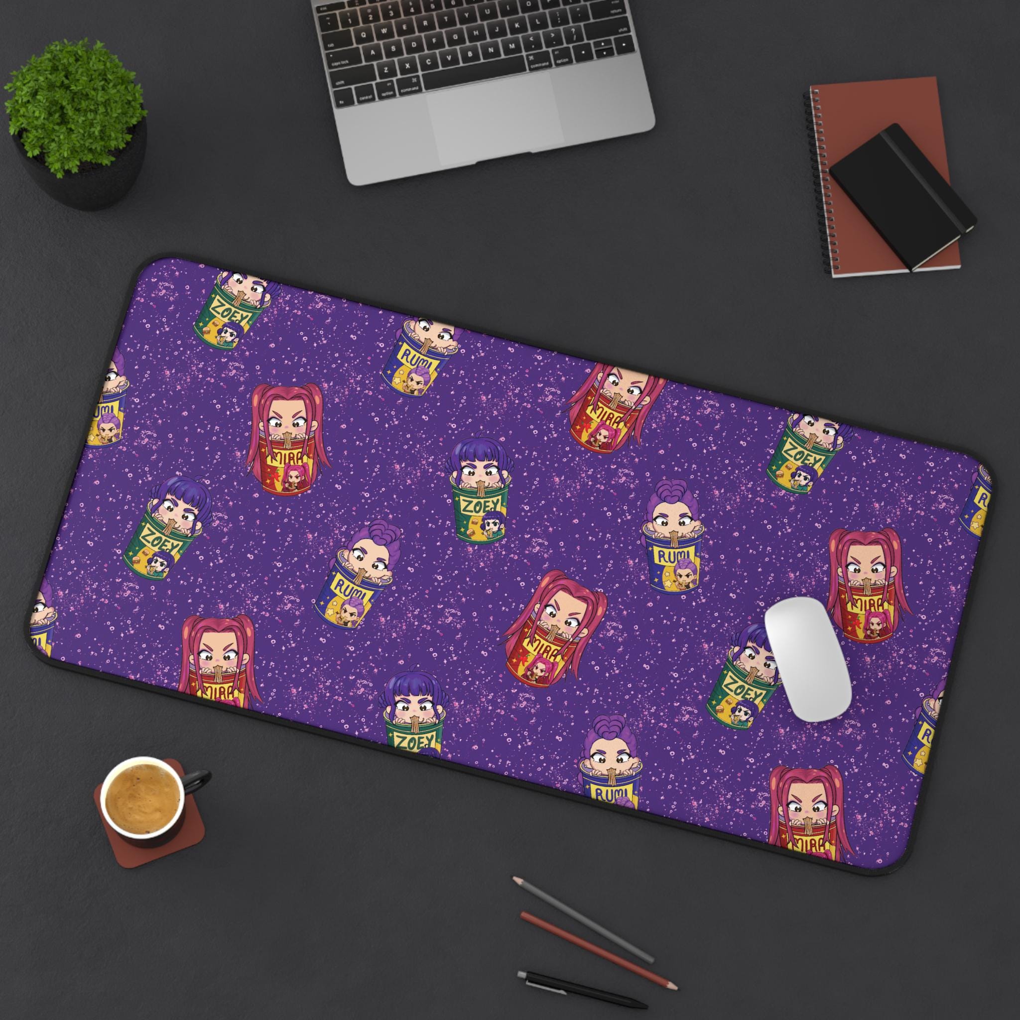 Kpop Demon Hunters Gamer Mouse Pad Chibi Rumi, Zoey & Mira Anime Desk Mat, Cute Kpop Merch Gift for Gamers