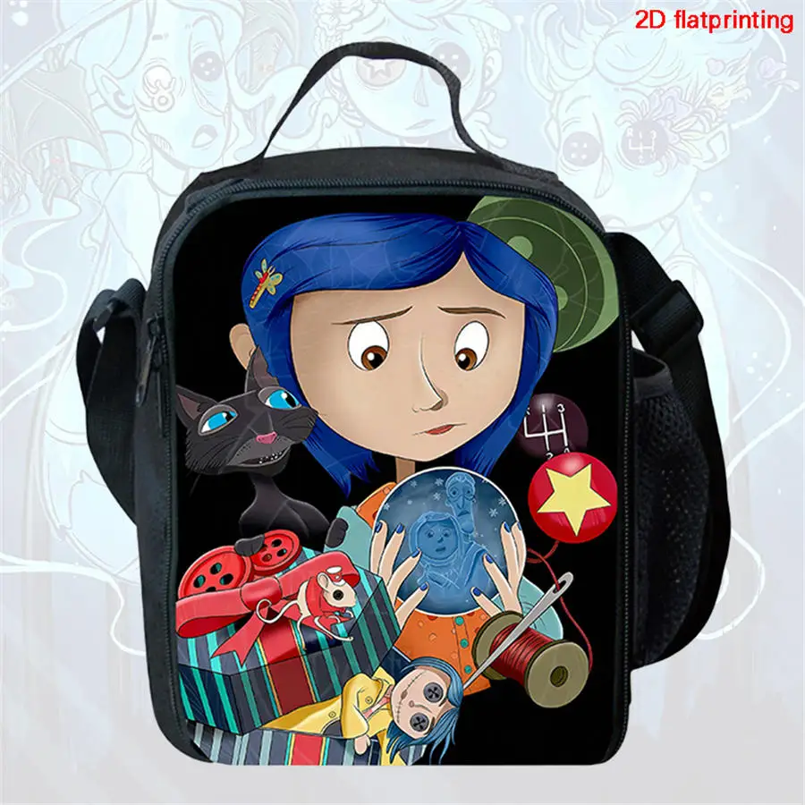 Coraline Cartoon Kids Insulated Lunch Bag, School Picnic Bag for Boys and Girls Aged
