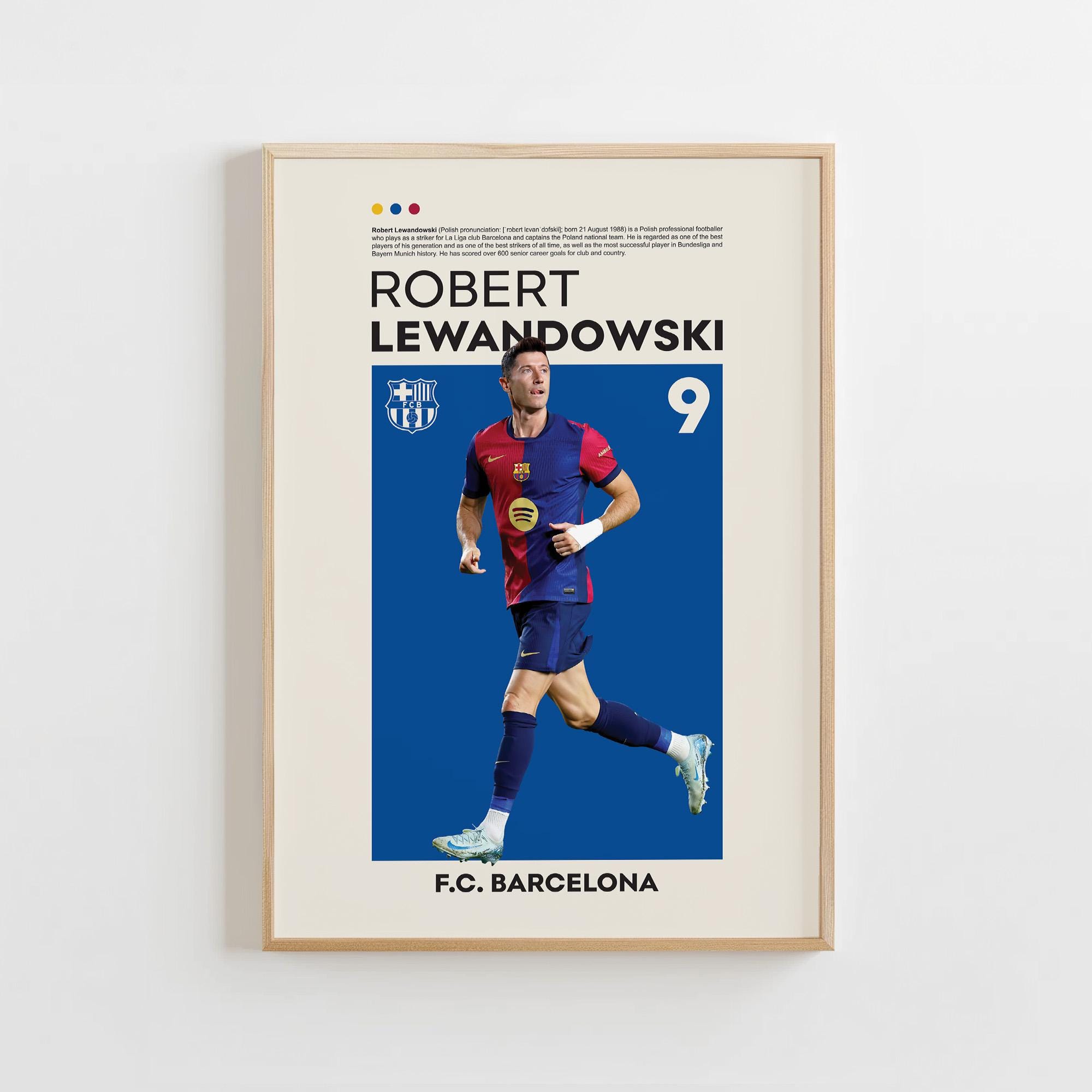 Robert Lewandowski Poster, Barcelona Poster, Robert Lewandowski Print Art, Gift Poster, Polish Footballer