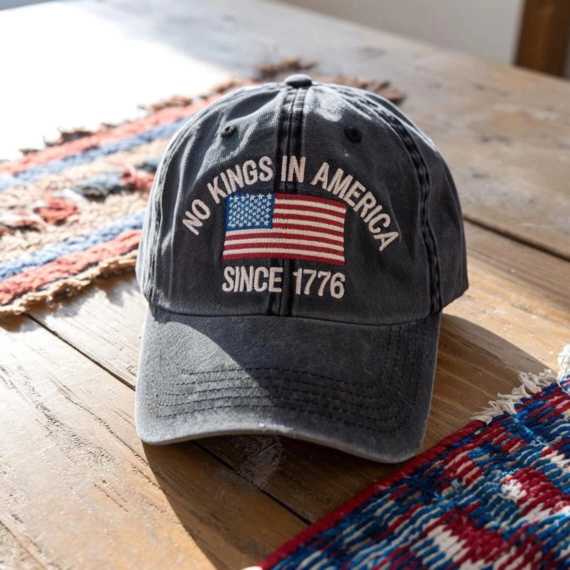 Embroidered No Kings In America Cap
