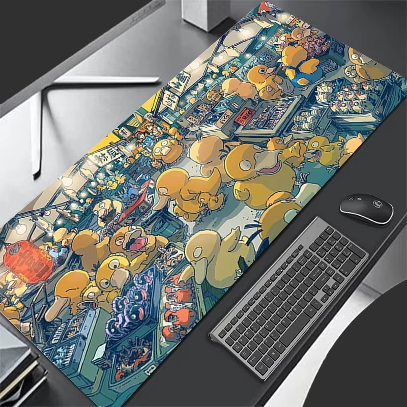 Poket mons Psy duck XXL Mouse Pad Anime Gaming Desk Mat Rubber Keyboard PC