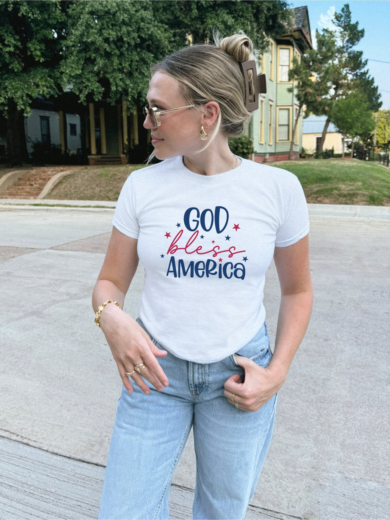 4th of July Baby Tee American Flag Baby Tee Coquette Baby Tee July 4th Crop Top Americacore Y2K Baby Tee Patriotic Baby Tee Merica Baby Tee