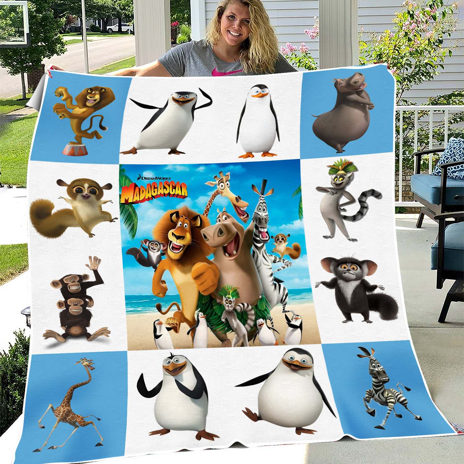 Madagascar Quilt, Madagascar Cartoon Movies Quilt Blanket Soft and Cozy Luxury