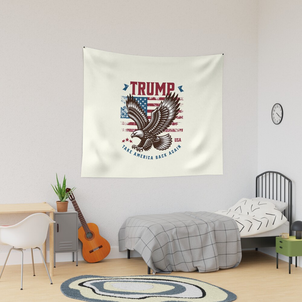 Trump Take America Back 2024 Tapestry, Trump 2024, Political Tapestry, For Home and Living, US Election for Decoration