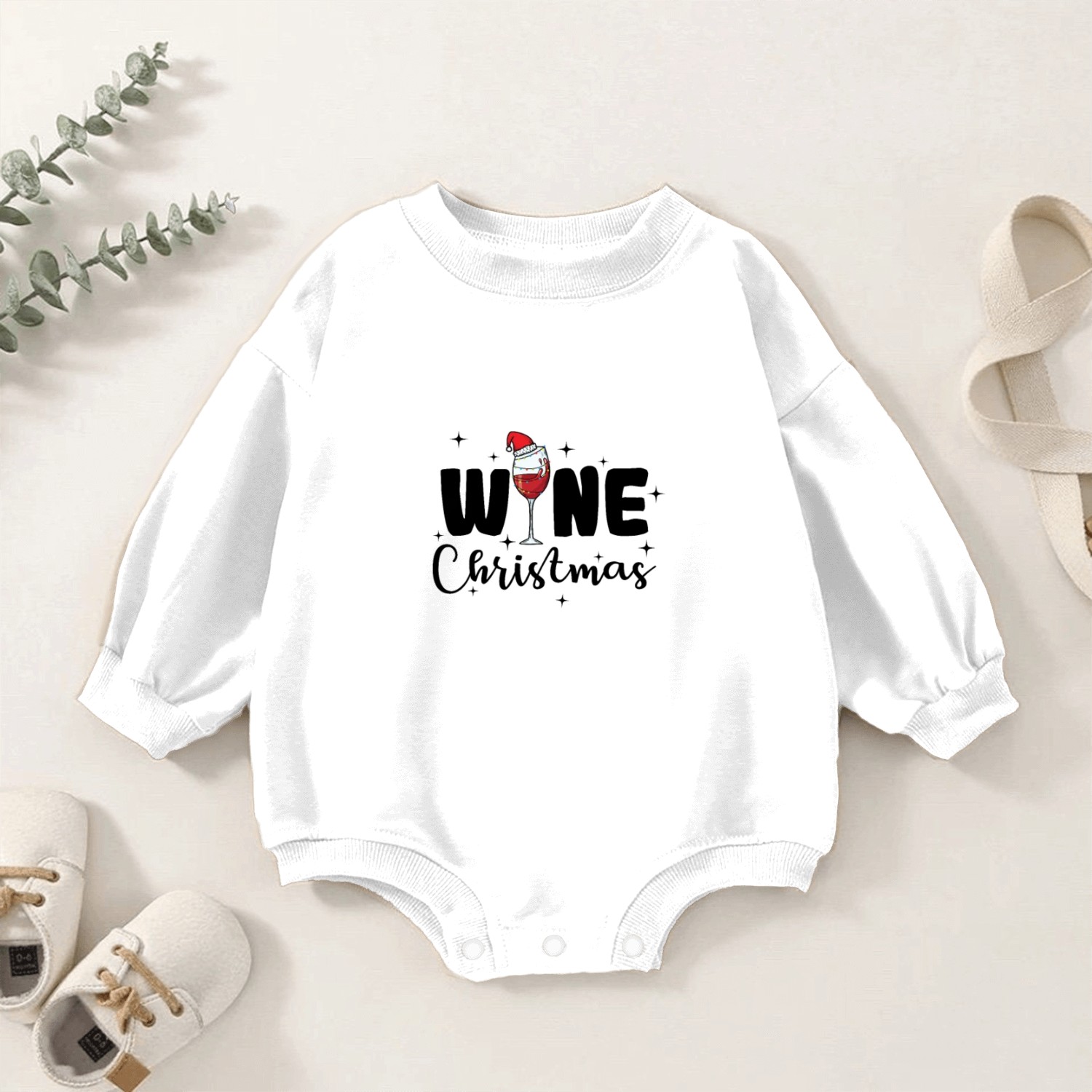 Wine Christmas Xmas Baby Romper Sweatshirts