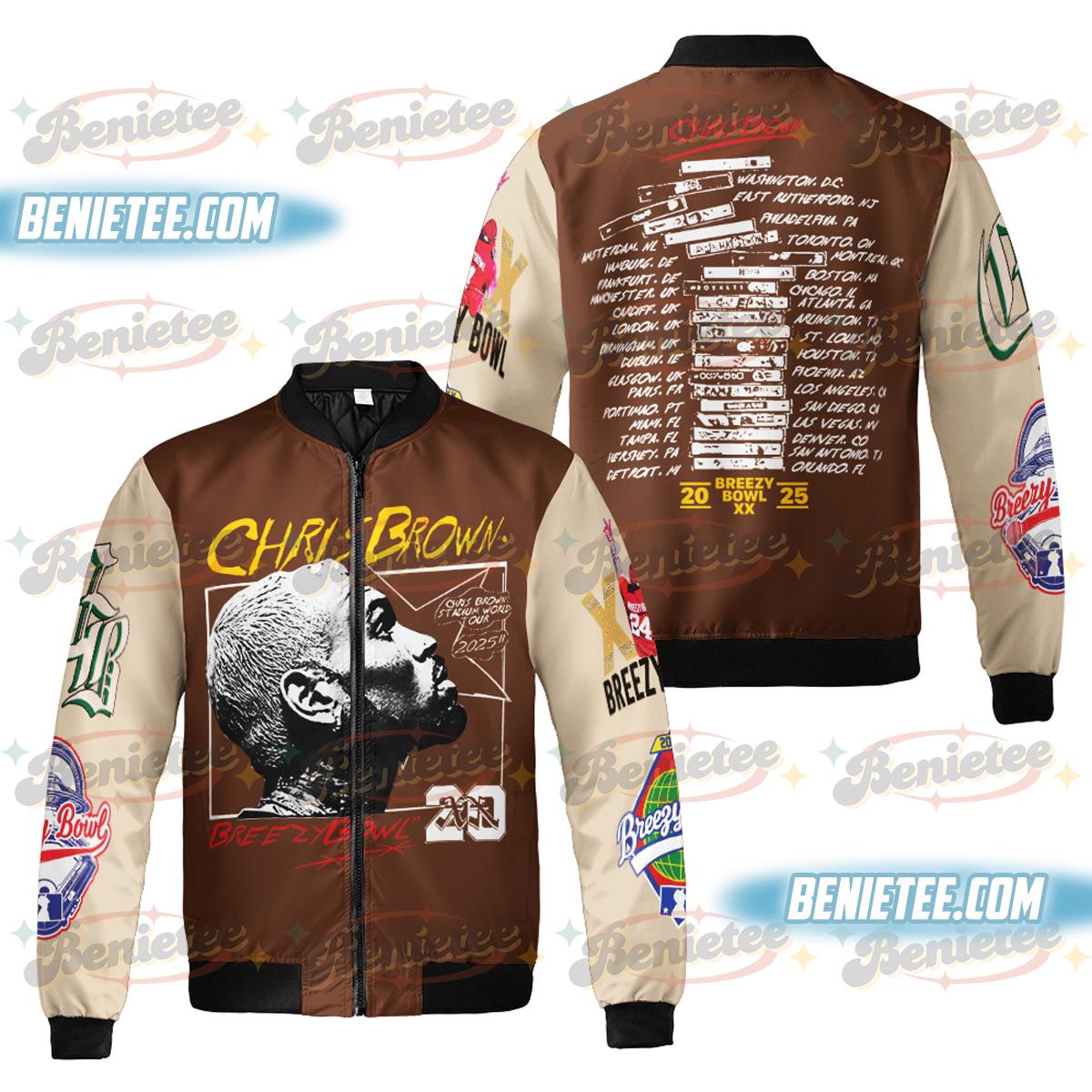 Chris Brown Breezy Bowl XX Bomber Jacket, Men's Fashion, Tour Merch