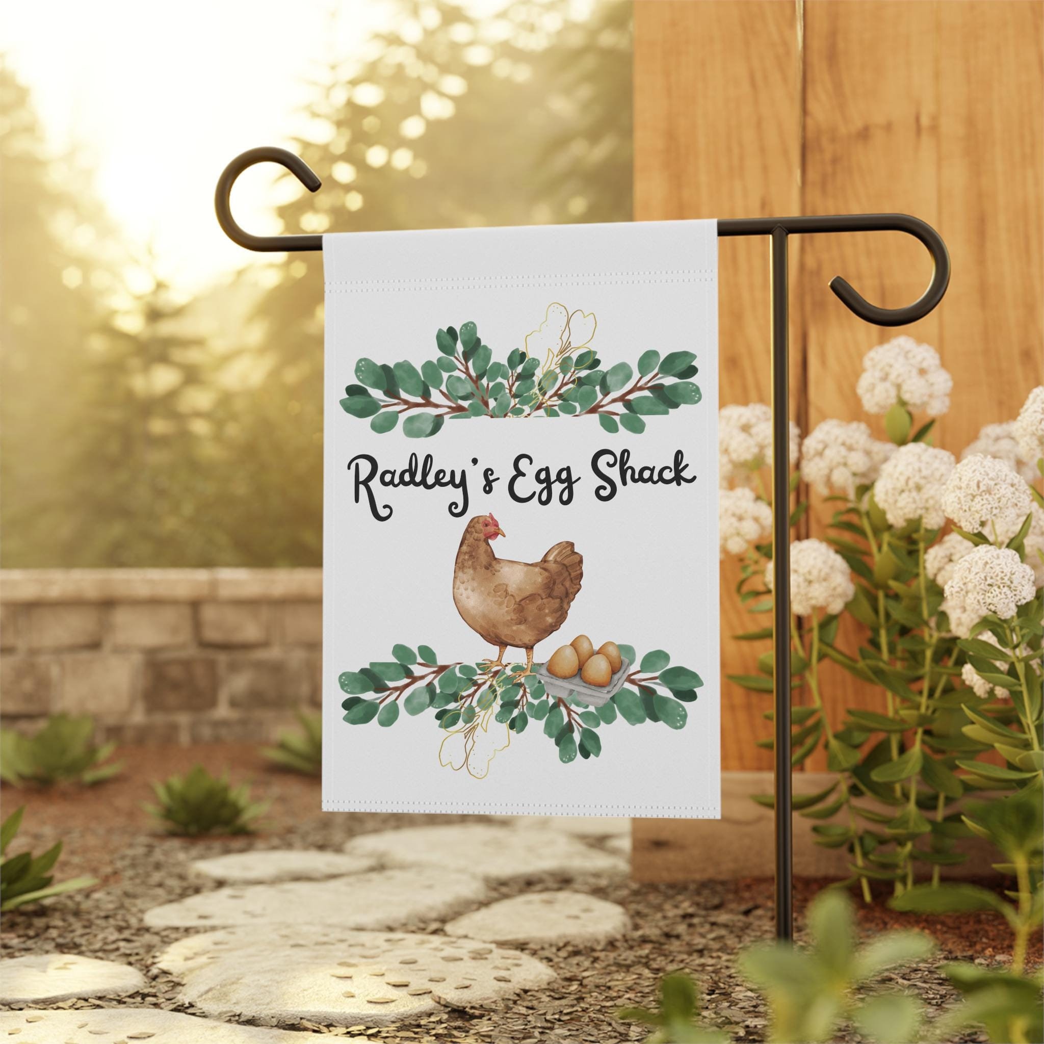 Custom Chicken Coop Fresh Local Eggs Sold Here Sign Flag for Happy Hens Backyard