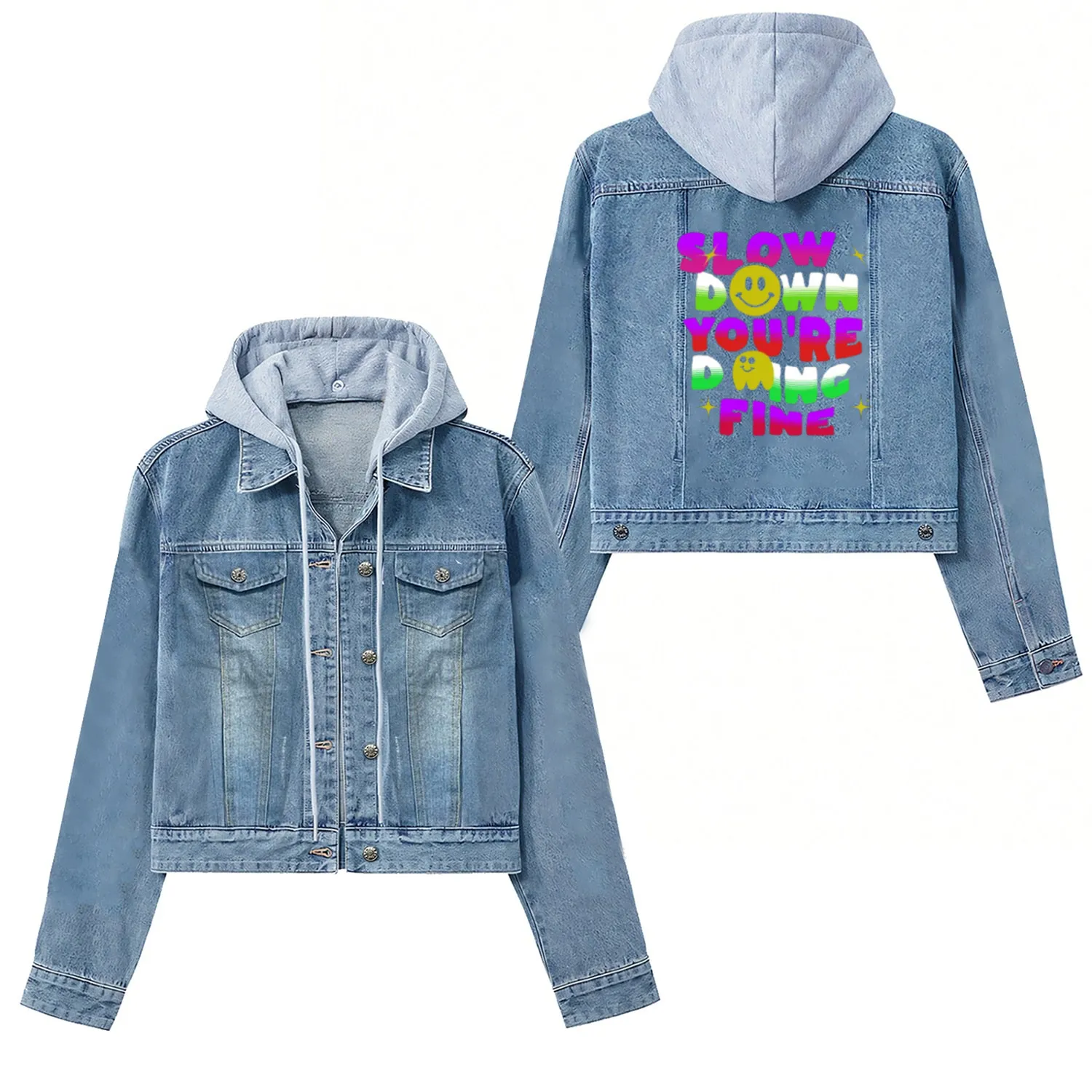 Slow Down, You're Doing Fine - Relaxed Motivation Women's Denim Jackets