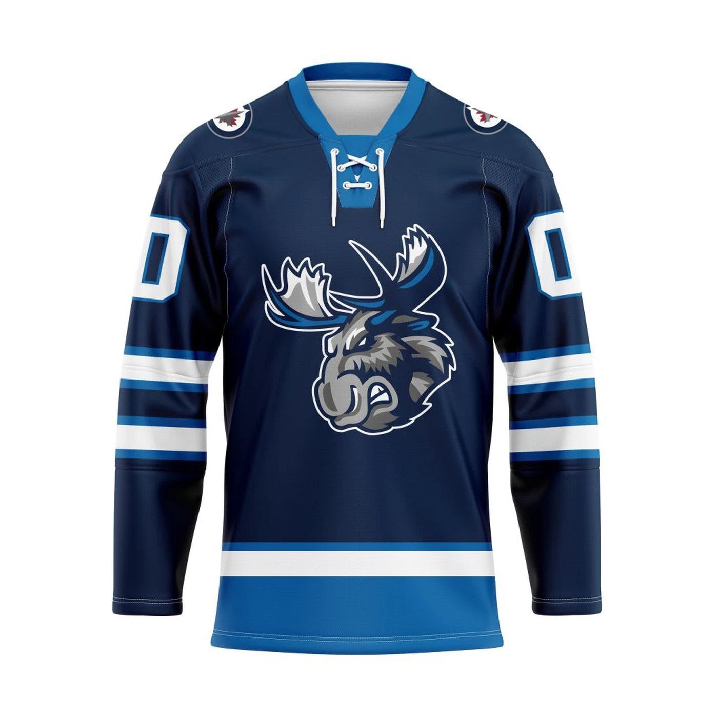 Manitoba Mooses Personalized 2025/26 Navy Lace Hockey Shirt Fan Gear
