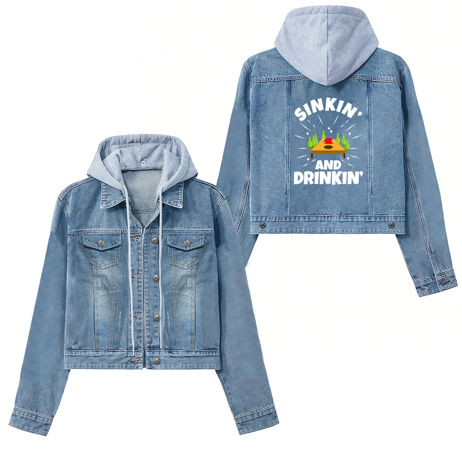 Cornhole - Sinkin and drinkin Women's Denim Jackets