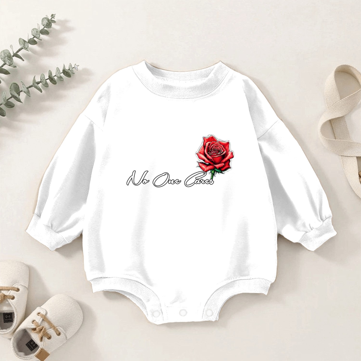 No One Cares Merch Baby Romper Sweatshirts
