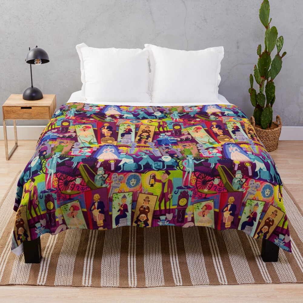 Retro Mansion Collage Throw Blanket